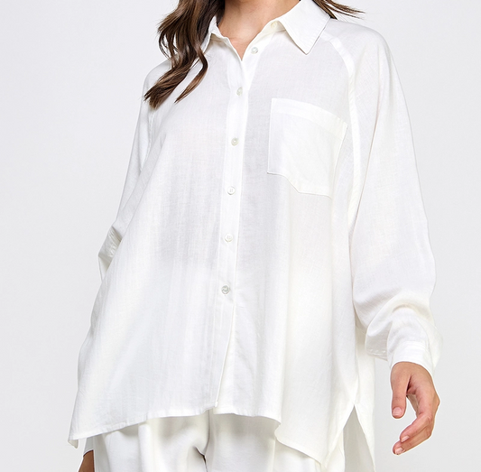 Inlet Linen Blend Shirt- White